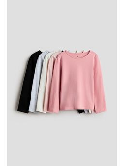 H&M - Girls Pink 5-Pack Long-Sleeved T-Shirts