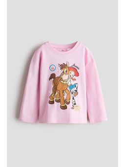 H&M - Girls Pink Long-Sleeved Printed T-Shirt