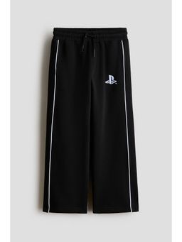 H&M - Boys Black Print-Motif Brushed-Inside Joggers