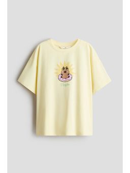 H&M - Girls Yellow Printed Cotton T-Shirt