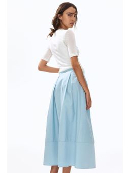 H&M - Women Blue Pleated Button-Front Skirt