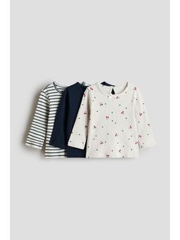 H&M - Girls White 3-Pack Cotton Tops