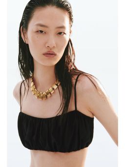H&M - Women Black Gathered Crop Top