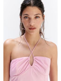 H&M - Women Pink Cotton Halter Neck Top