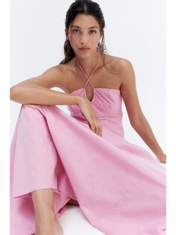 H&M - Women Pink Godet-Pleated Cotton Skirt