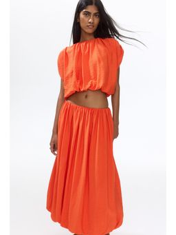 H&M - Women Orange Bubble-Hem Midi Skirt