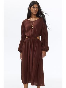 H&M - Women Brown Cut-Out Viscose Dress
