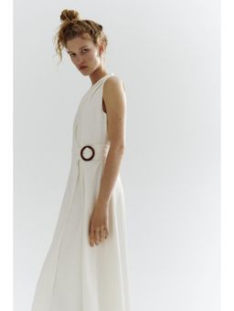 H&M - Women White Linen-Blend Wrap Dress