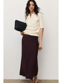 H&M - Women Brown Linen-Blend Slip Skirt
