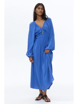 H&M - Women Blue Crinkled Viscose Dress