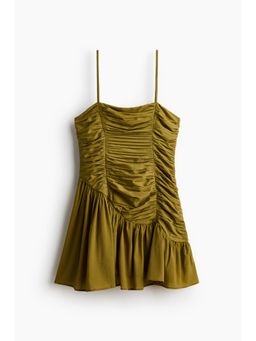 H&M - Women Green Ruched Crepe Dress