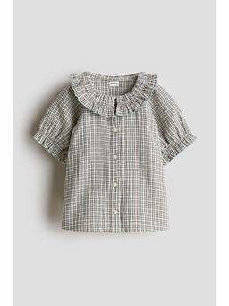 H&M - Girls Beige Frill-Collared Cotton Blouse