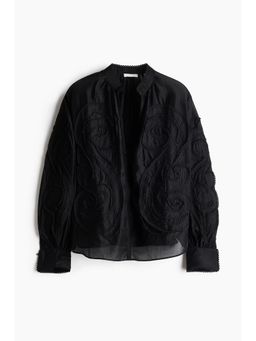 H&M - Women Black Embroidered Blouse