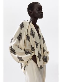 H&M - Women White Oversized Balloon-Sleeved Blouse