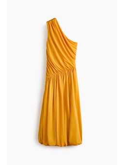 H&M - Women Yellow Bubble-Hem One-Shoulder Dress