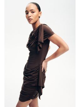 H&M - Women Brown Draped-Panel Bodycon Dress