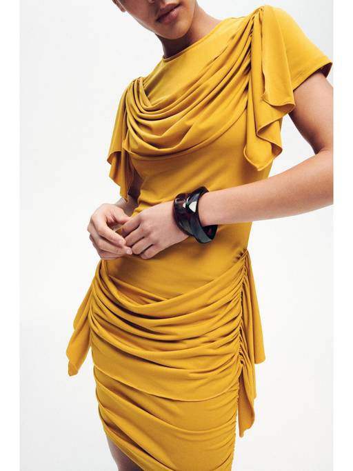 hm draped bodycon dress Buy H&M Women Yellow Draped-Panel (XS) Online Midi dress