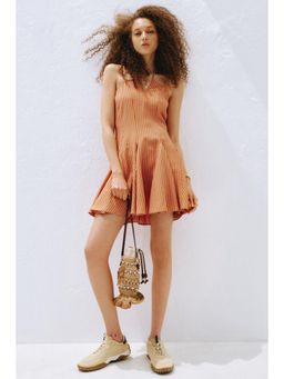 H&M - Women Orange Godet-Pleated Dress