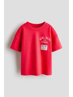H&M - Boys Red Oversized Printed Cotton T-Shirt