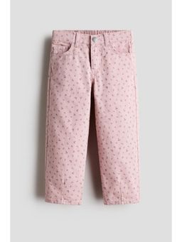 H&M - Girls Pink Cotton Twill Barrel Trousers