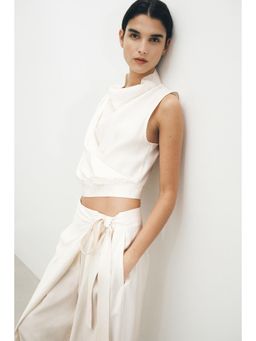 H&M - Women White Draped Modal-Blend Top