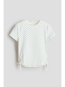 H&M - Girls White Drawstring-Detail Cotton Top
