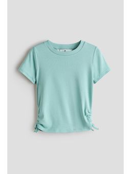 H&M - Girls Turquoise Drawstring-Detail Cotton Top
