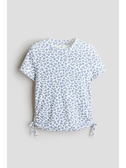 H&M - Girls White Drawstring-Detail Cotton Top