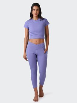 Kica - Set: Cotton Ribbed Comfy Top & Cotton Ribbed High Waisted Leggings - Very Peri