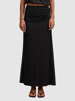 Forever New - Black Polyester Polka Dots Maxi Skirt