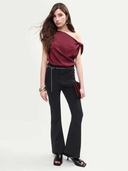 RAREISM - Black Cotton Blend Solid Bootcut Fit Denim Jeans