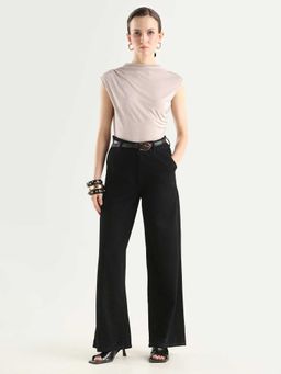 RAREISM - Black Cotton Embellished Wide Fit Denim Jeans