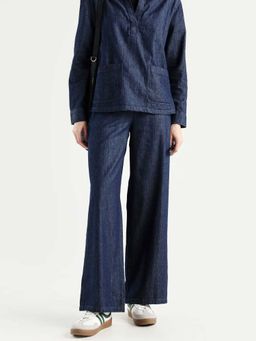 RAREISM - Blue Cotton Solid Wide Fit Denim Jeans