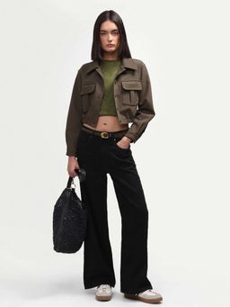 RAREISM - Black Cotton Solid Wide Fit Denim Jeans