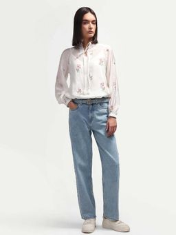 RAREISM - Blue Cotton Solid Straight Fit Denim Jeans
