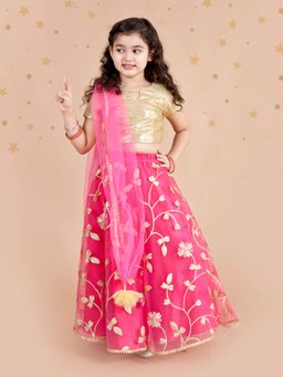 PSPeaches - Girls Magenta Lehenga Choli (Set of 3)
