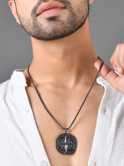 Voylla - Eclipse Compass Black Mens Pendant