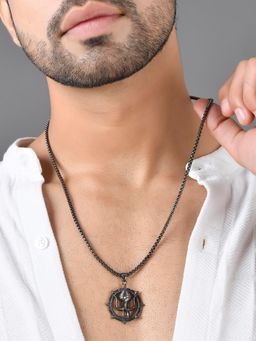 Voylla - Eclipse Stylish Bold Black Trishul Mens Pendant