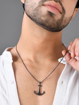 Voylla - Eclipse Anchor Black Trishul Mens Pendant