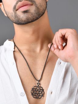 Voylla - Eclipse Geometric Black Mens Pendant
