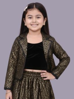 Lil Drama - Gold Glam up Girls Party Maroon Jacket