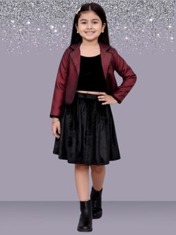 Lil Drama - Glam up Girls Party Maroon Jacket Top and Skirt