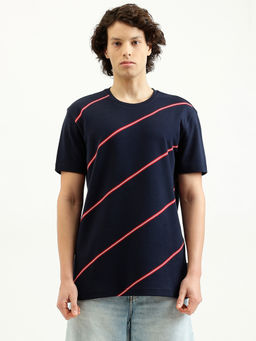United Colors of Benetton - Blue Relaxed Fit Crew Neck Striped T-Shirt