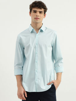 United Colors of Benetton - Blue Slim Fit Spread Collar Solid Shirt