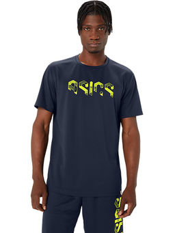 ASICS - Activewear Blue Asics Hex Solid Dry Ss T-Shirt