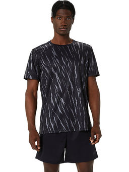 ASICS - Activewear Black Seasonal Allover Print Ss Top T-Shirt
