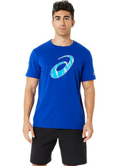 ASICS - Activewear Blue Seasonal Logo Graphic Ss Top T-Shirt