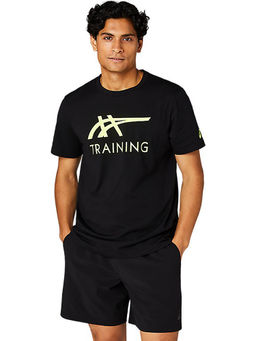 ASICS - Activewear Black Asics Printed Logo Printed Ss Top T-Shirt