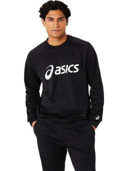 ASICS - Activewear Black Solid Fleece Crew Top T-Shirt