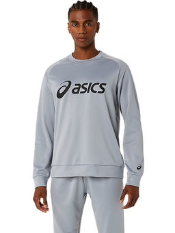 ASICS - Activewear Grey Solid Fleece Crew Top T-Shirt